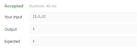 Output 2 for LeetCode Single Number Question