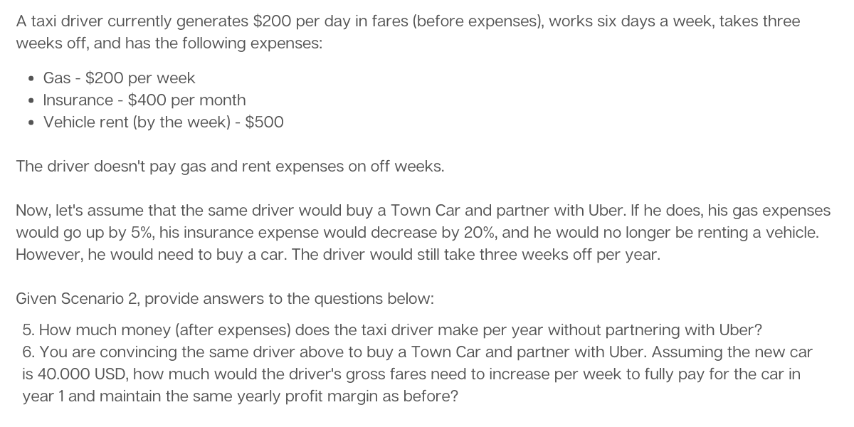 Different scenarios for Uber data science project