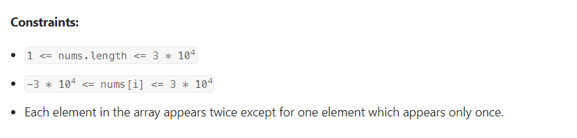 LeetCode Single Number Question Constraints