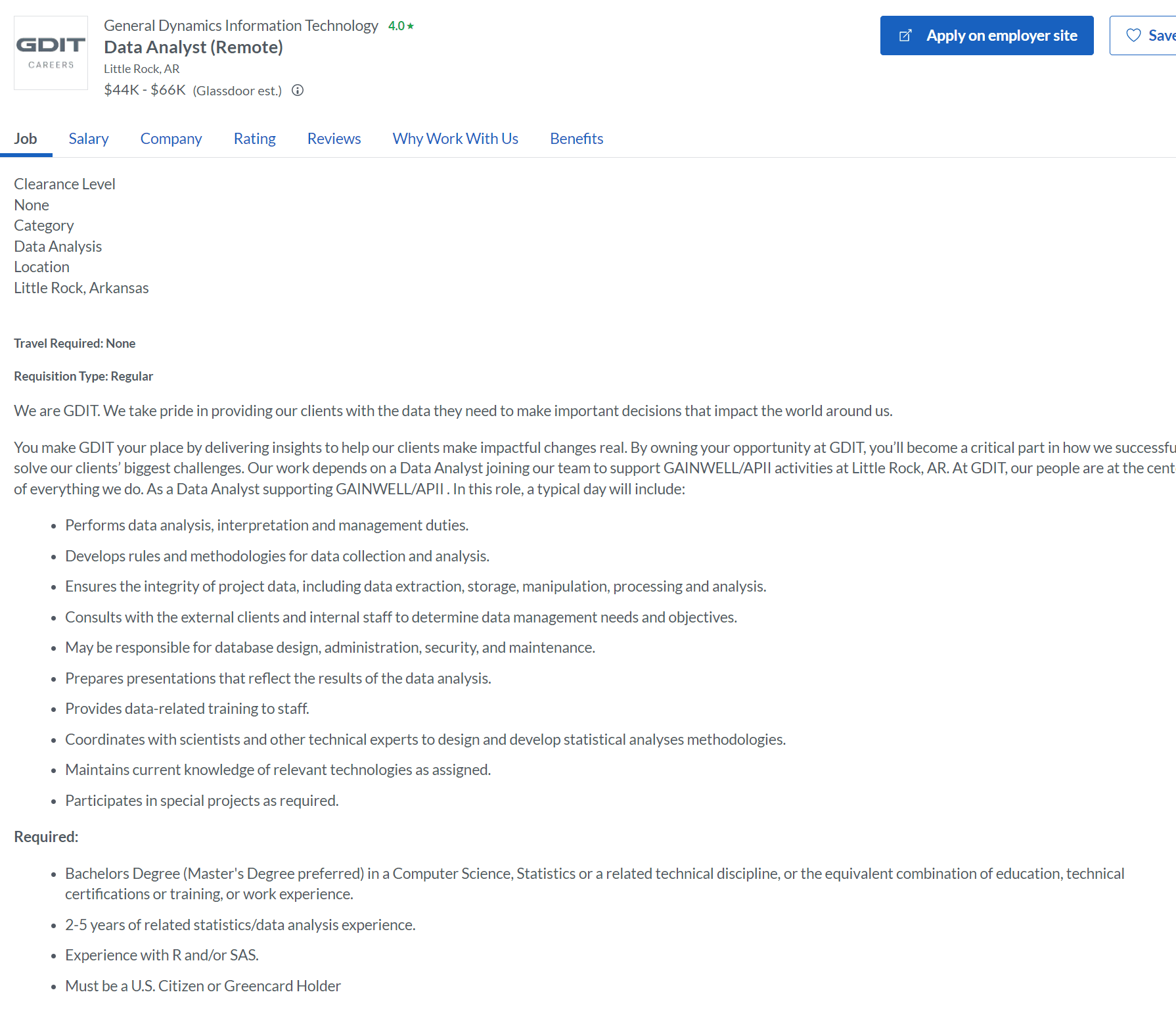 Remote Data Analysts Jobs at GDIT