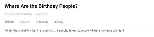 Probability Interview Question from Yammer