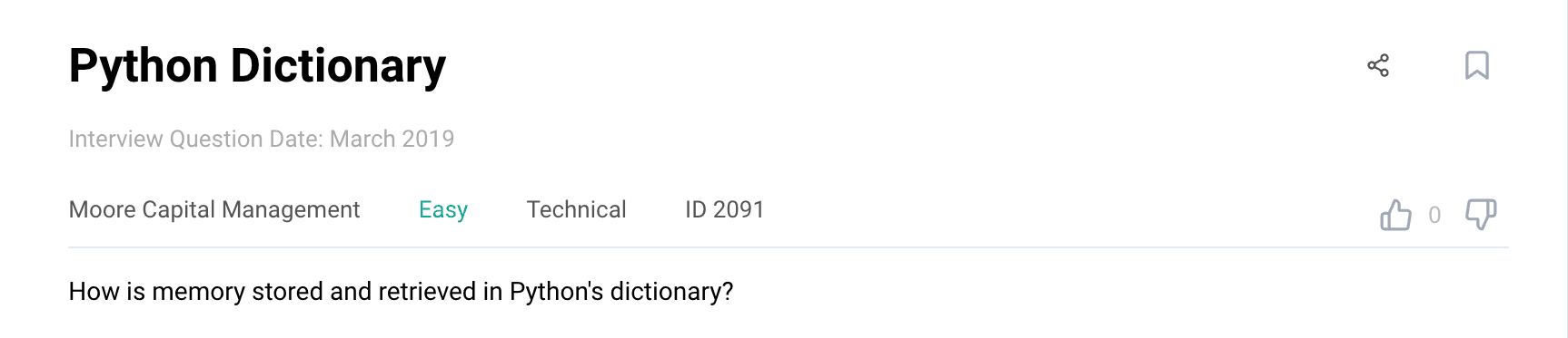Python dictionary data science interview question