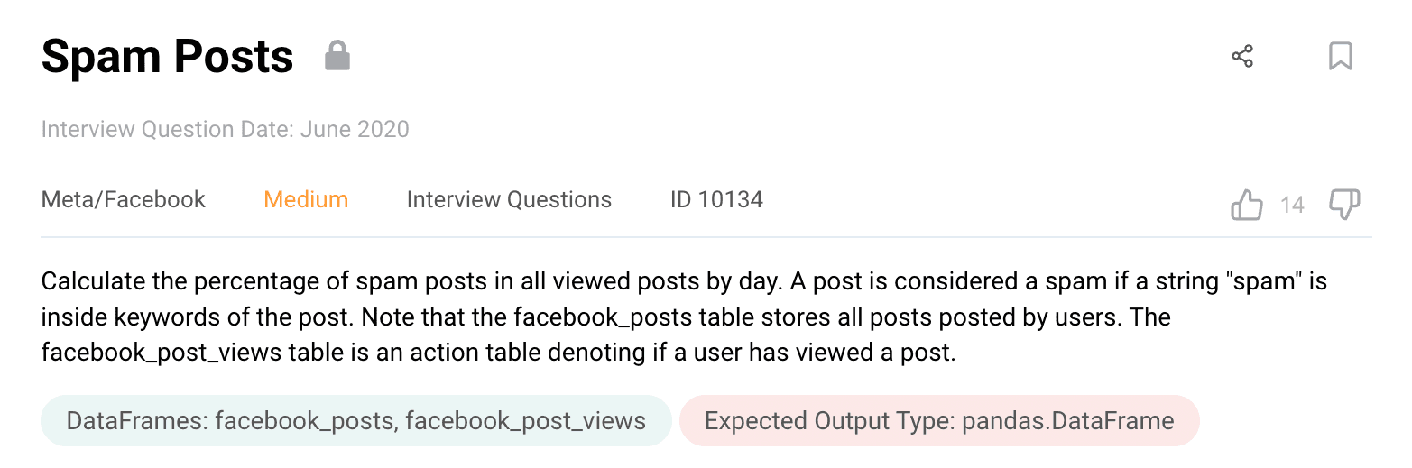 Python data science interview question from Facebook