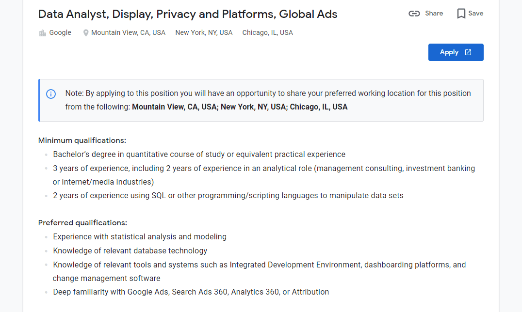 Google Data Analyst