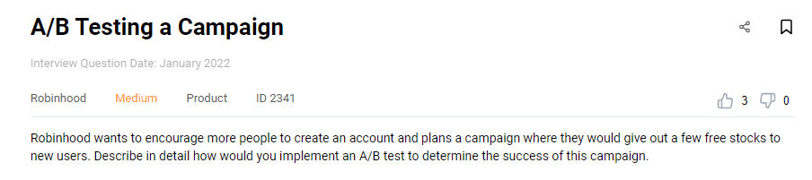 Business analyst interview question from Robinhood