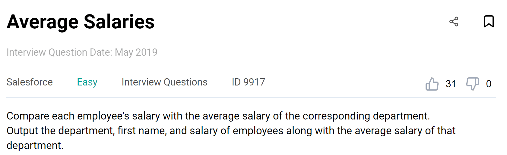 SQL Window Functions Interview Question from Salesforce